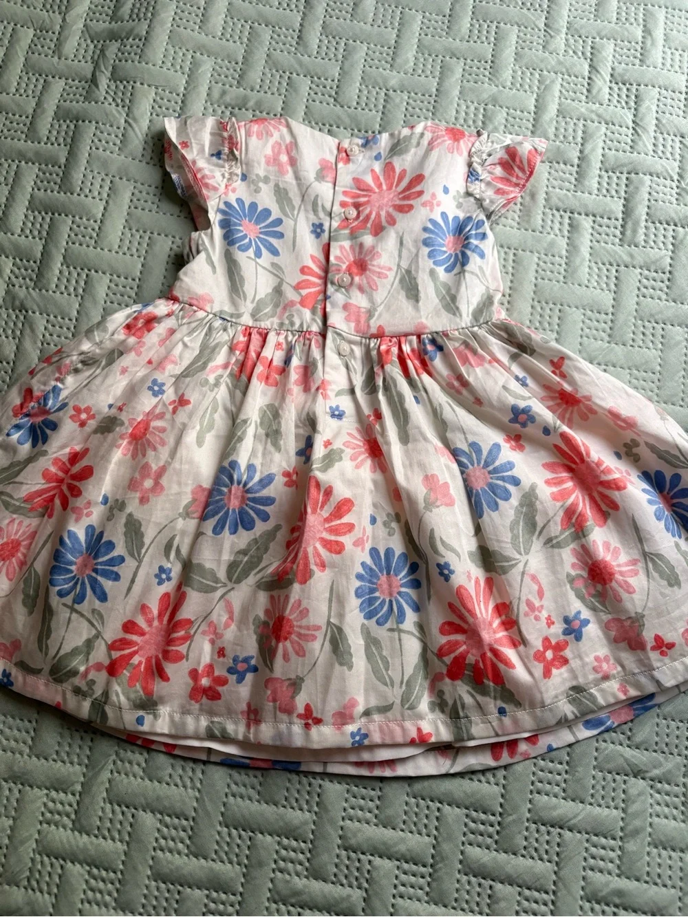 Carter's Cream Cotton Dress with Peach & Blue Floral Print